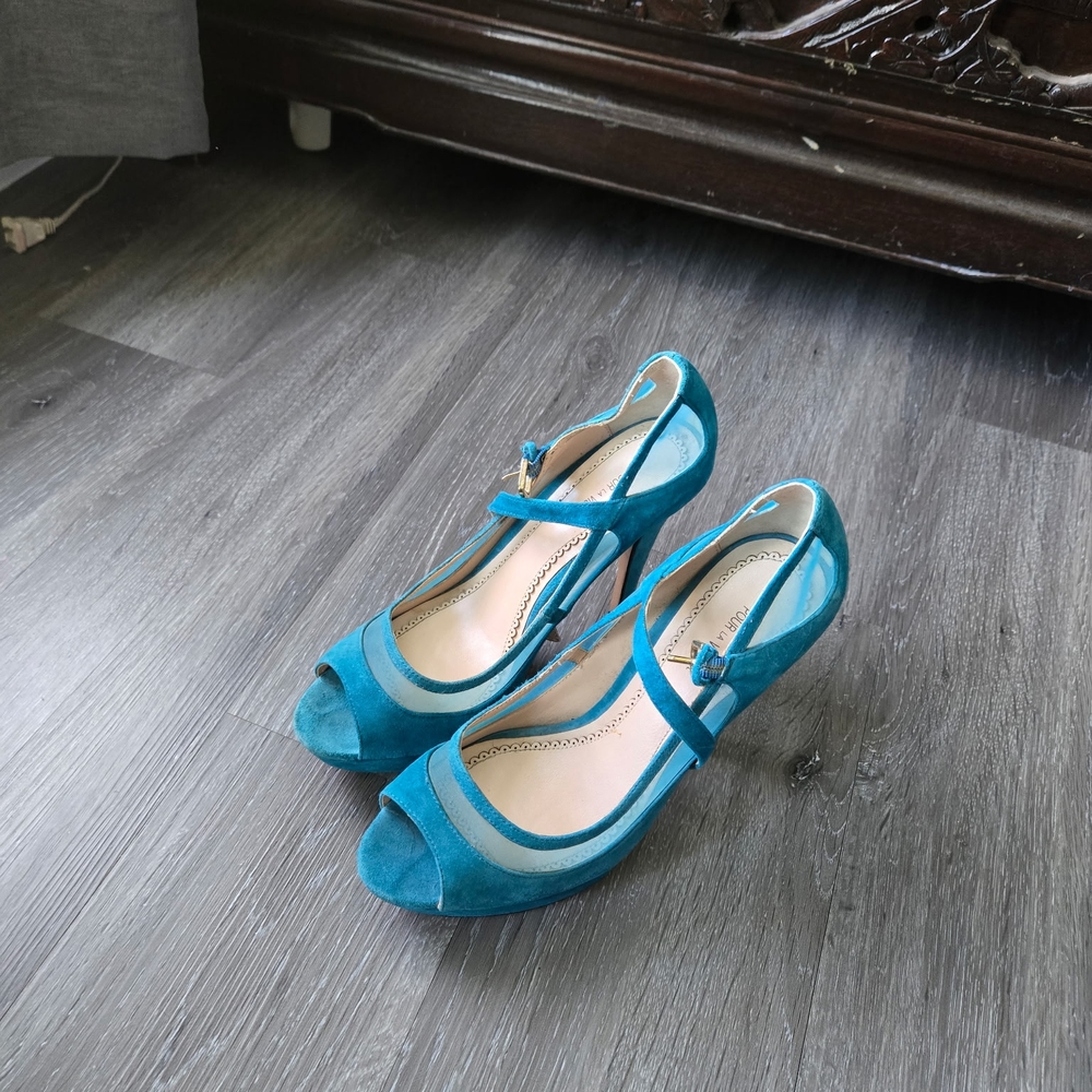 Elegant Blue Peep-Toe Heels